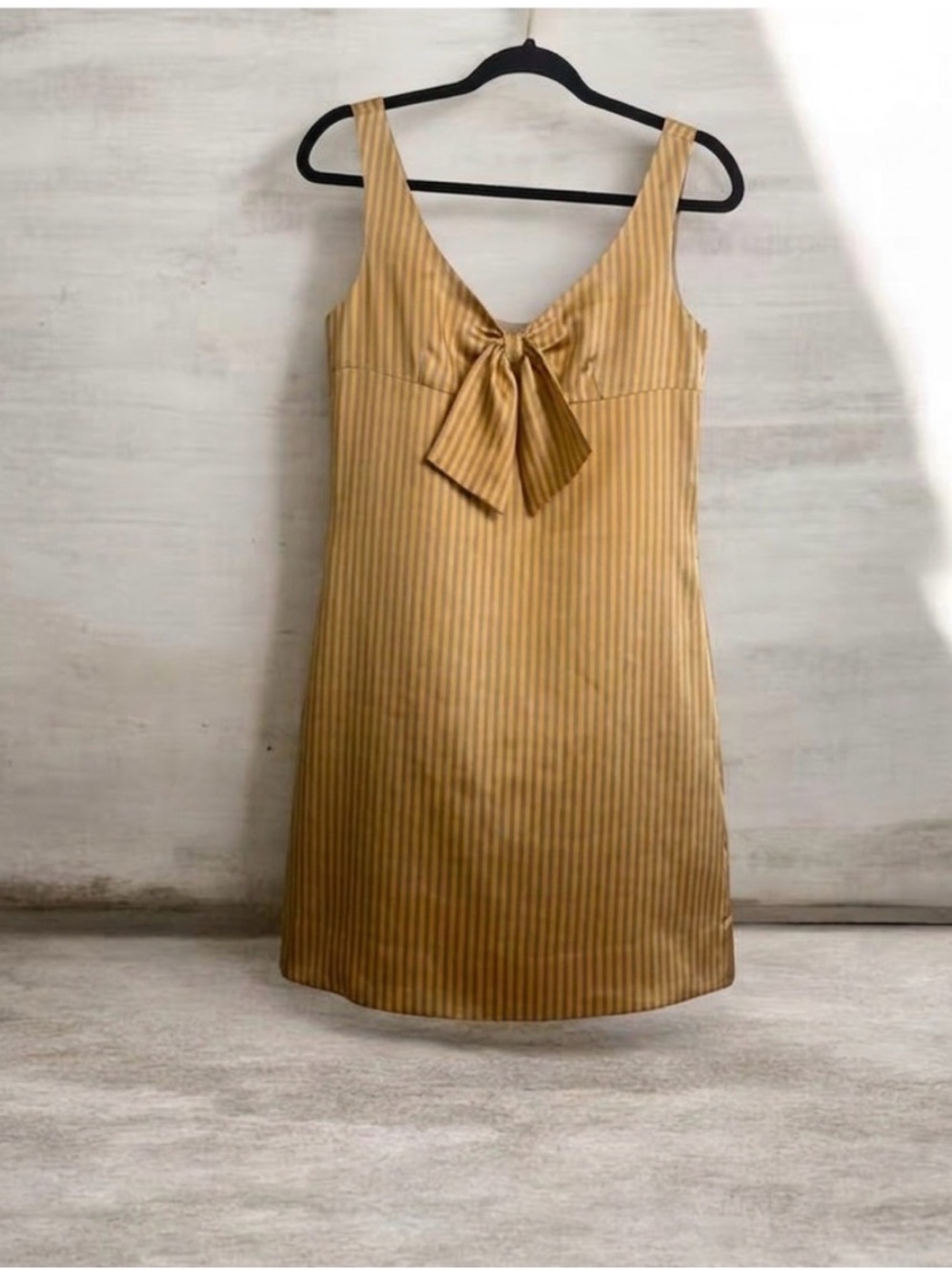 Tie-Front Mini Slip Dress in Mustard
